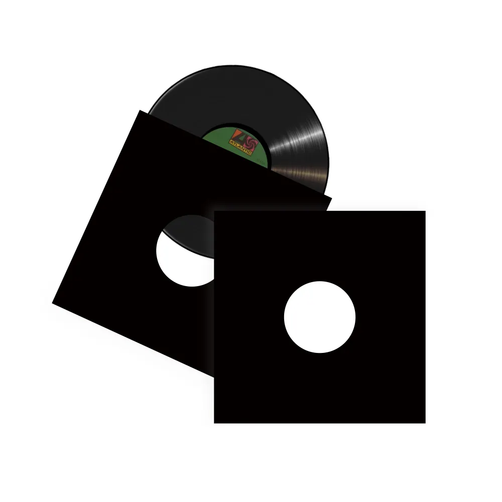 12" 33 RPM 350gsm Black Vinyl Record Cardboard Album Jackets Storage With Hole