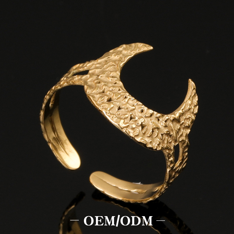 2021 new adjustable rings texture 18k gold plated stainless steel unique ring