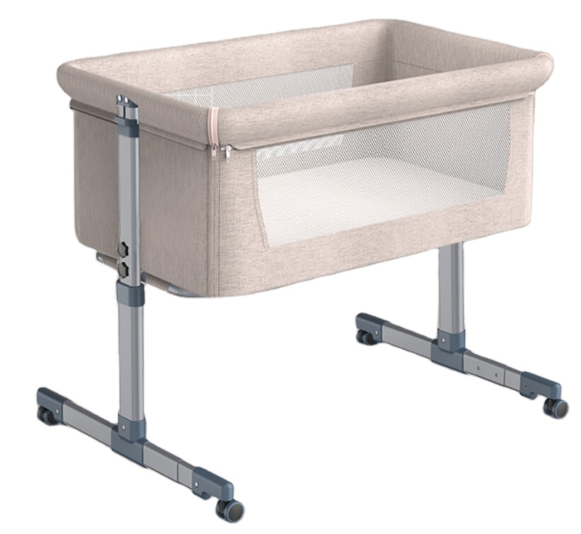 multi-purposes extensible aluminum side bed baby crib grey pink beige green