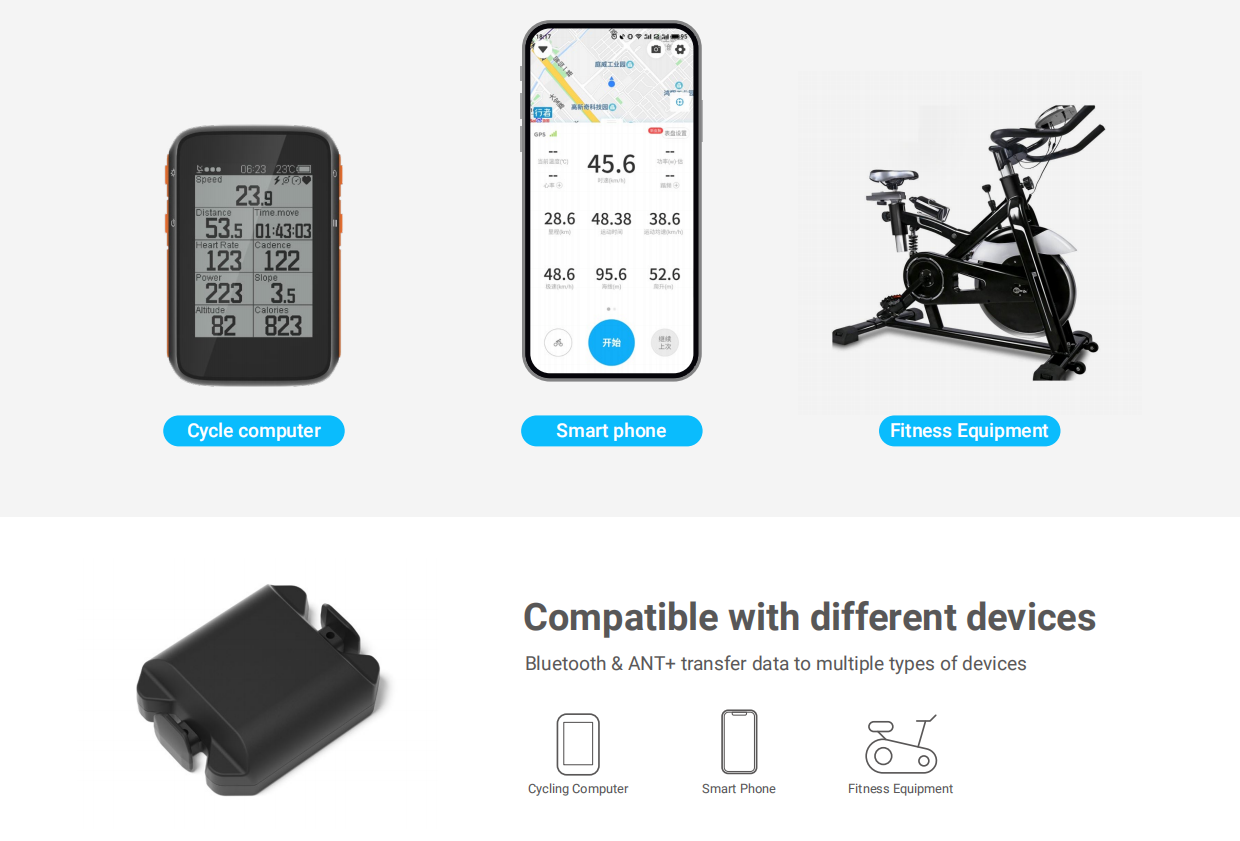 Fitcare BK463 Bluetooth smart cycling sensor Waterproof Cycling Cadence & Speed Magnet-less Sensors