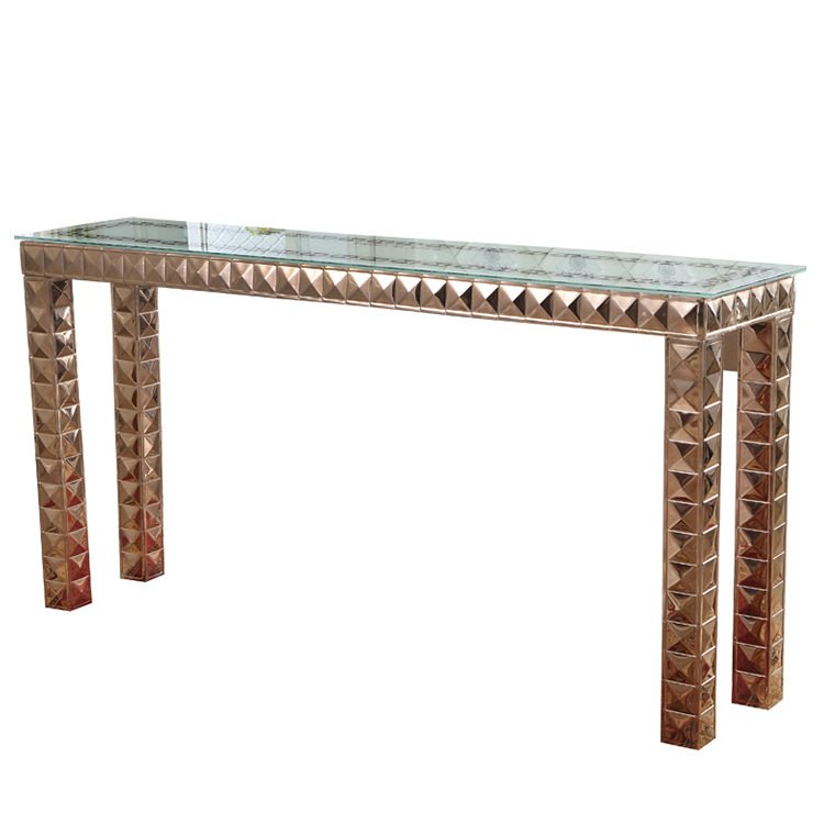 Factory Direct Stainless Steel Gold Glass Top Wedding Party Event Restaurant Buffet Equipment Table De Banquet Hall Tables