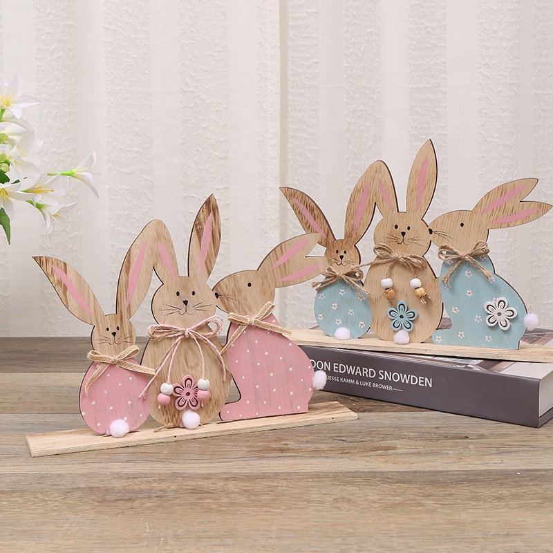New rabbit wooden handicraft articles for holiday decoration household table top shop window decorations