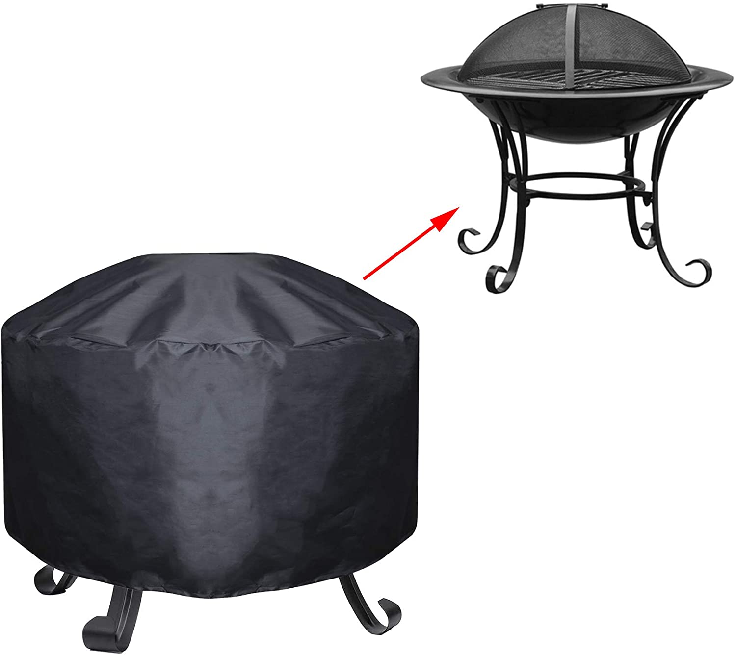 Outdoors Round Fire Pit Covers, Waterproof, Dustproof Oxford Heavy Duty Gas Fire pit Patio Furniture Table Covers