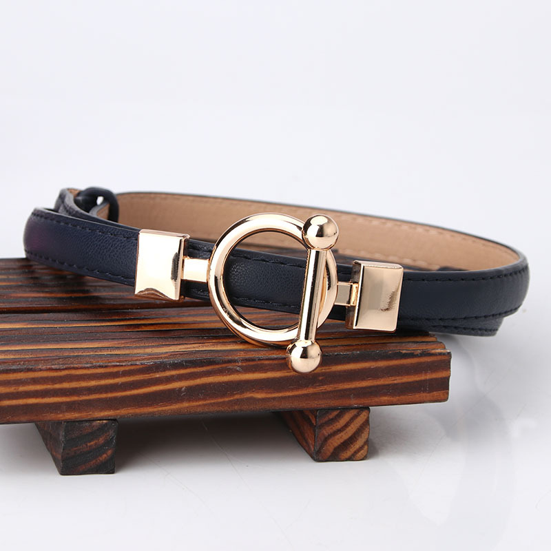 Women's Simple Dress New Dark Leather PU Belt with Alloy Rhinestone Buckle Adjustable and Small Size in Stock!