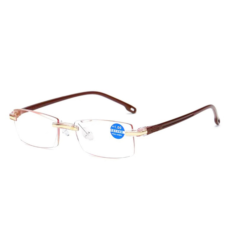 Men Women Rimless Reading Glasses Far Near Anti Blue Light Eyewear Presbyopic Reading Glasses