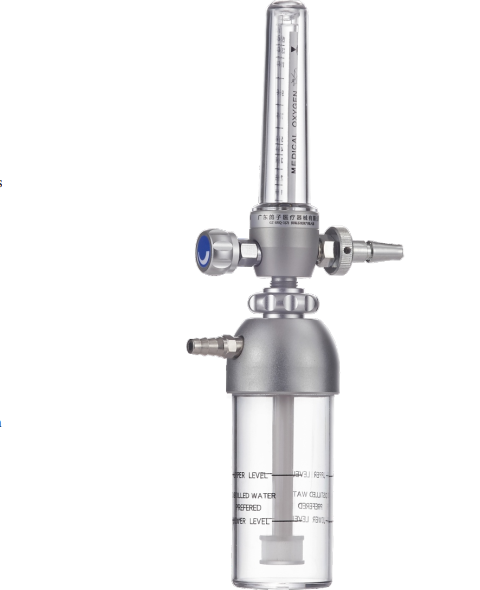 Bubble humidifier bottle with flowmeter