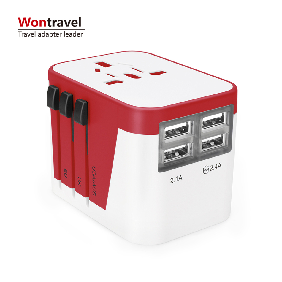 Универсальное универсальное дорожное зарядное устройство с 4usb-портами для Австралии, ЕС, США, Великобритании