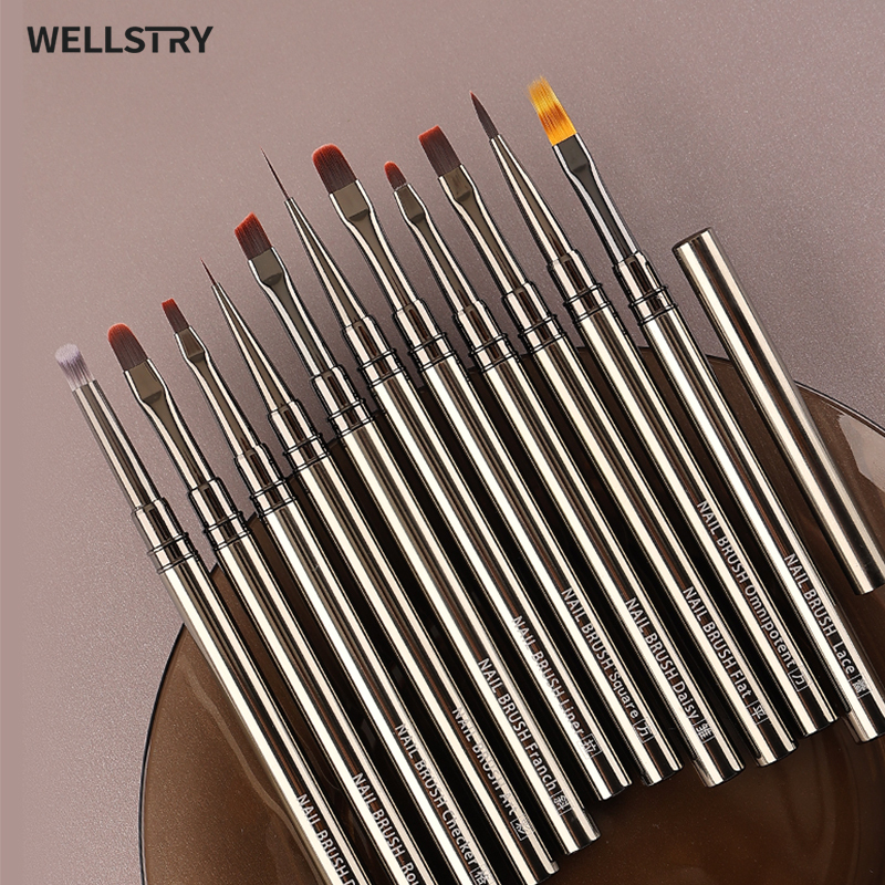 Nail Brush Clear Acrylic Handle For Manicure UV Gel Extension Pen Nail Art Polish Painting Drawing Brush Liner Nail Brush Set