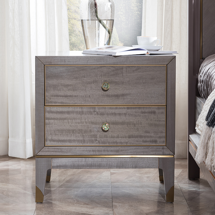 Welliton OEM Modern Style Bedroom Furniture Cabinet With Drawer Luxury Wood Bedside Table