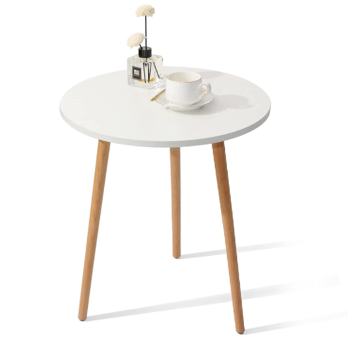Side Table Round White Modern Home Decor Coffee Tea End Table for Living Room