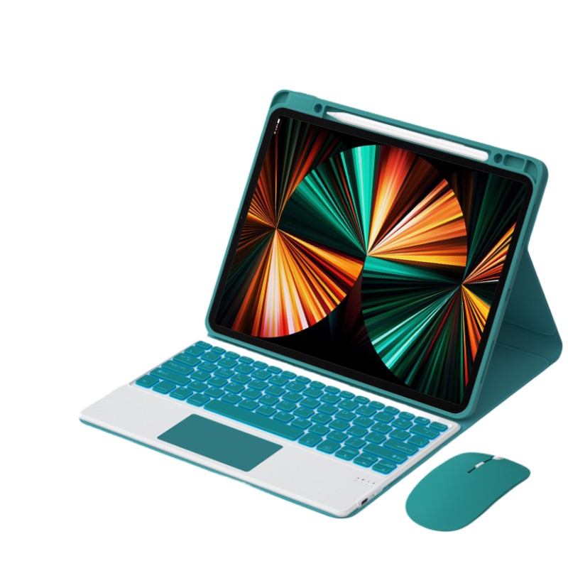 7 цветов с подсветкой Беспроводная клавиатура для iPad Pro 12,9 2021 Съемная клавиатура чехол с защитной плёнкой сенсорного edition особенности с ручкой