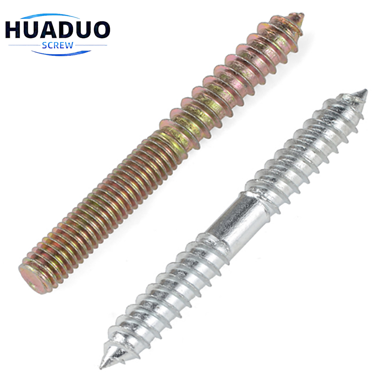 Stainless Steel Threaded Studs Rods Wooden Double Headed Hanger Bolt Black Zinc Finish Self-Tapping Screw Dual Ended Tips Screws
