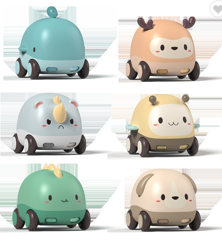 CUTE STONE Friction Powered Cars children Toys Cars with Lights and Music Cartoon Animal Push and Go Car Toy