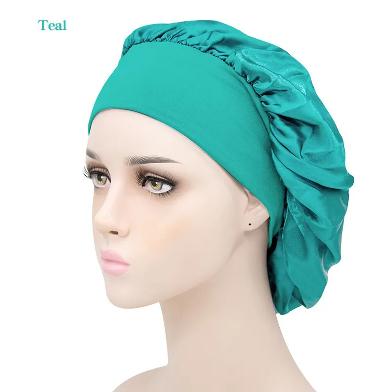 F2-97 Custom logo Women Satin waterproof Silk Hair Towel designer bonnets and satin hair wraps,Spa hair wrap sleeping Bonnet