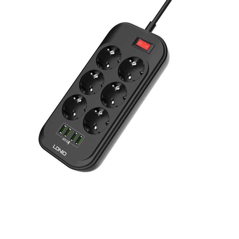 LDNIO SE6403 четыре USB порт Европейский Сетевой фильтр удлинитель розетка несколько вытяжная настольная розетка электрические вилки