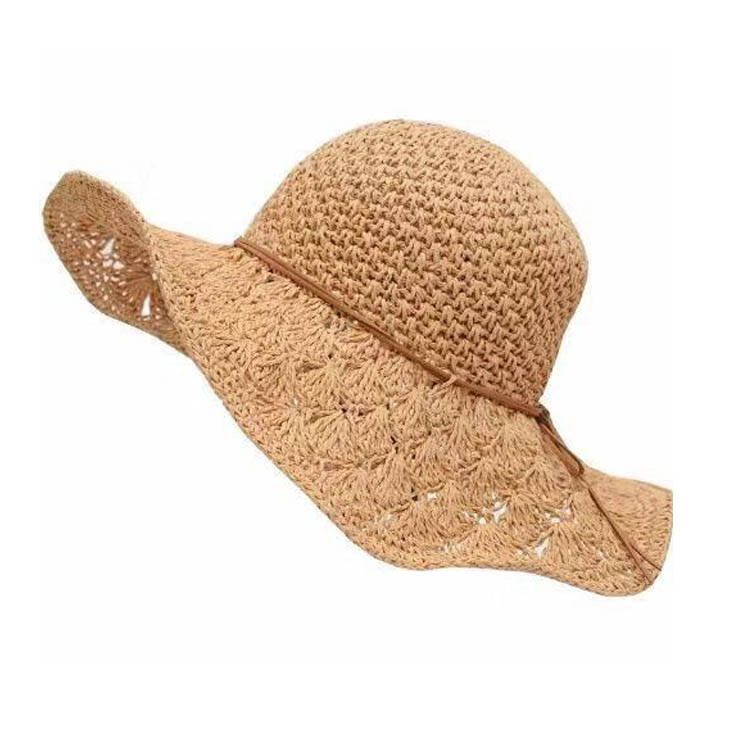 Spring and summer women sun hat beach hat bow woven folding straw hat