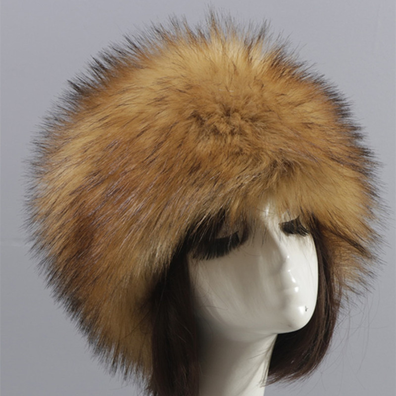 High Quality Unisex Raccoon Fur Style Faux Fur Winter Hat with Tail Printed Plush Hat for Adults for Skiing and Fishing