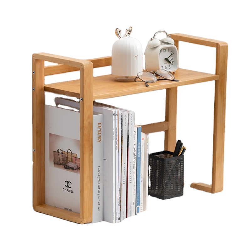 Multipurpose Book Shelf shelves Bamboo Desk table Storage Organizer Wood Desktop Display