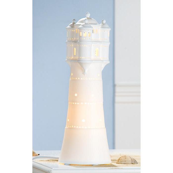 Tischleuchte, Leuchtturm, Porzellan, weiß, H. 35 cm, D. 12 cm ( 920934083 )