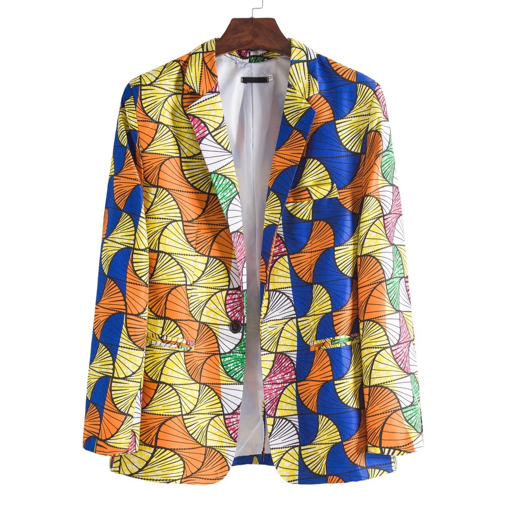 New design geometric pattern element slim V-neck men tuxedo blazer jacket