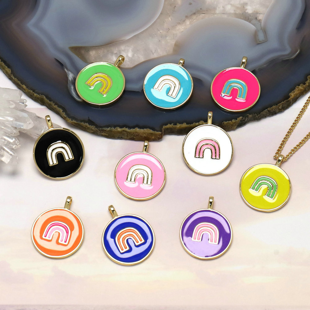 Enamel Round Charms Jewelry Fashion Enamel Pendant DIY Jewellery Pendant