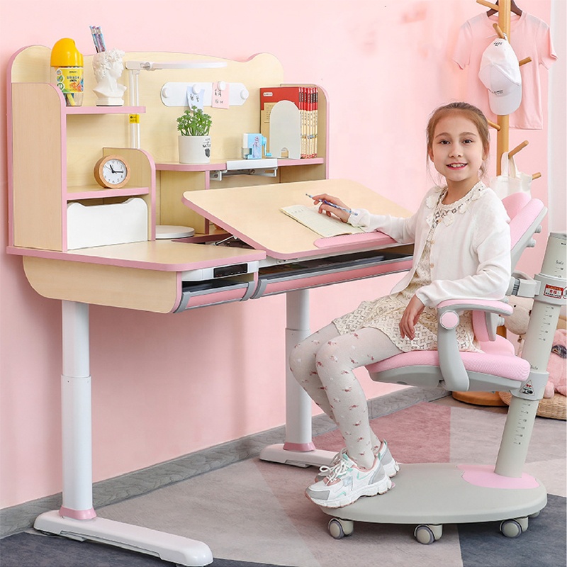 AUNG SHAN Bedroom furniture height adjustable kids children study table and chair set Adjustable Height