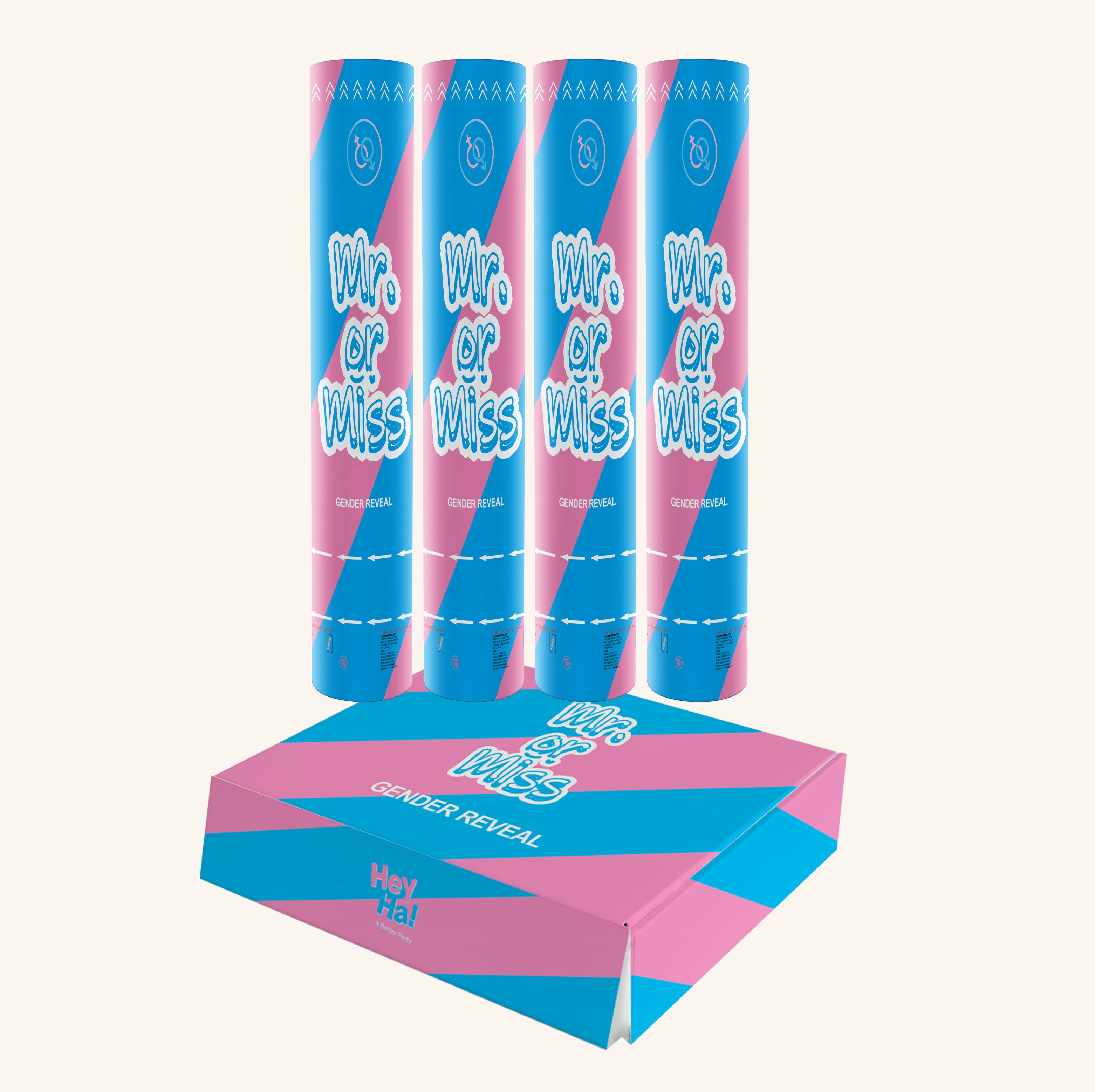 Heyha Eco Friendly Gender Reveal Party Poppers Blue Pink Smoke Shooter Holi Powder Cannon For Gender Reveal Party