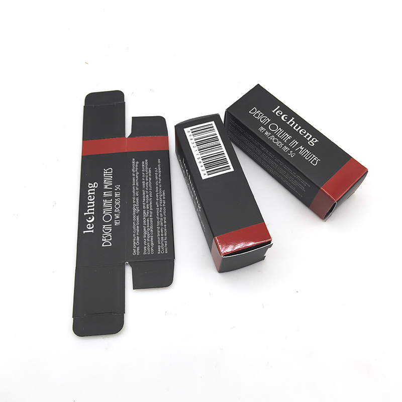 Low MOQ Custom Printed Cosmetic Packaging Paper Box Customised Cosmetics Matte Black Small luxury Lipstick Box With Logo