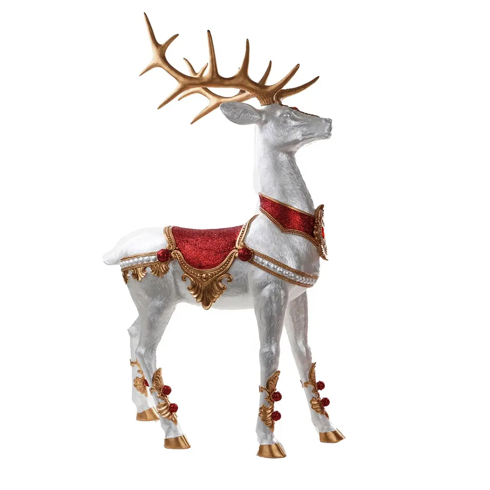 BSCI factory oem life size noel standing fiber glass reindeer figurine for Christmas decor