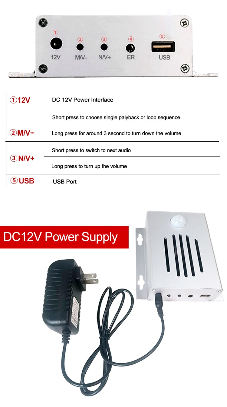 DC 12V Aluminum Activated Speaker with Electronics Sensor Using by Convenience Store