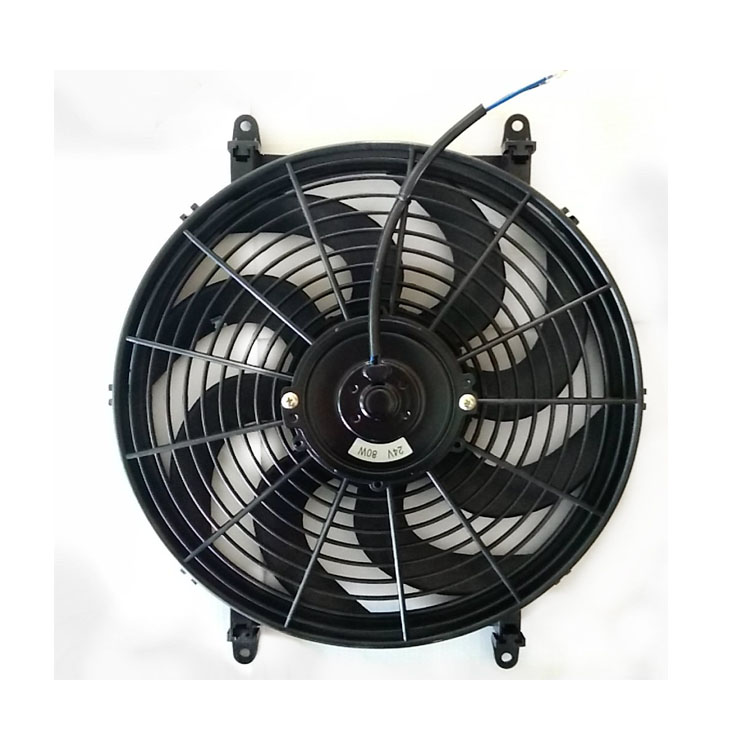 Cheap 120W Air conditioning truck fan 14In axial fan with curved balde dc 12v car air cooling conditioner fan