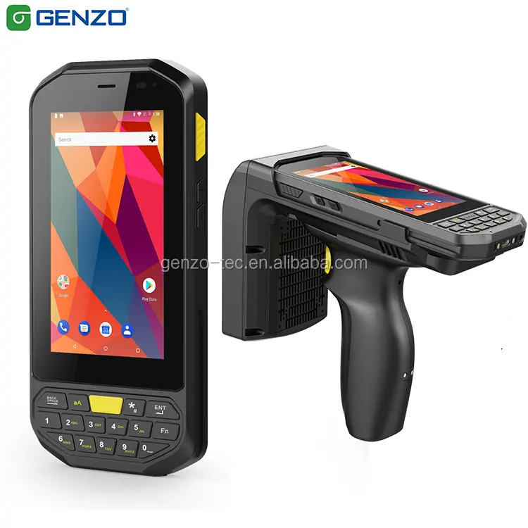GENZO Cheapest 4" Android Handheld Barcode Scanner With Keyboard industrial pda with nfc UHF Rfid reader medical pdas