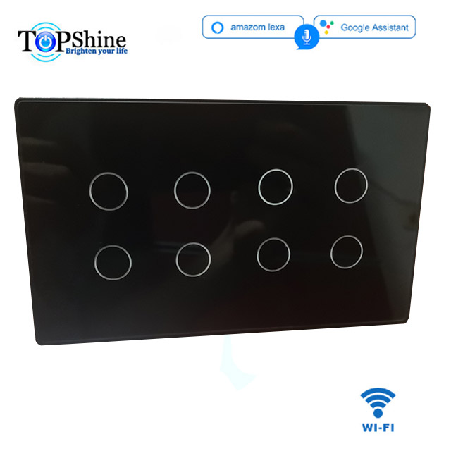 Topshine 147 Тип Alexa и Google home с поддержкой от 5 до 8 gang диммер вентилятор занавес свободно комбинировать Wi-Fi умный сенсорный переключатель