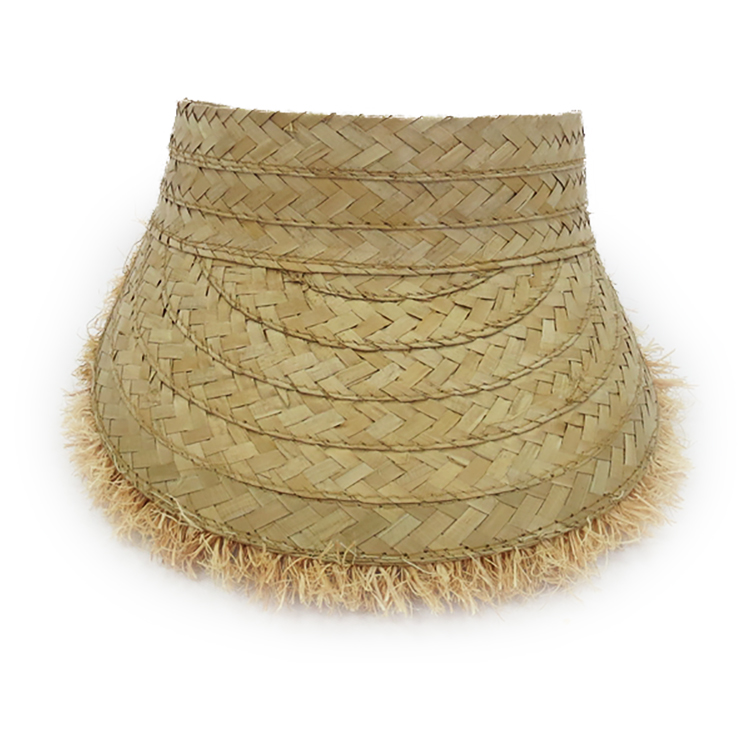 Visor straw hat with frayed edge 192046