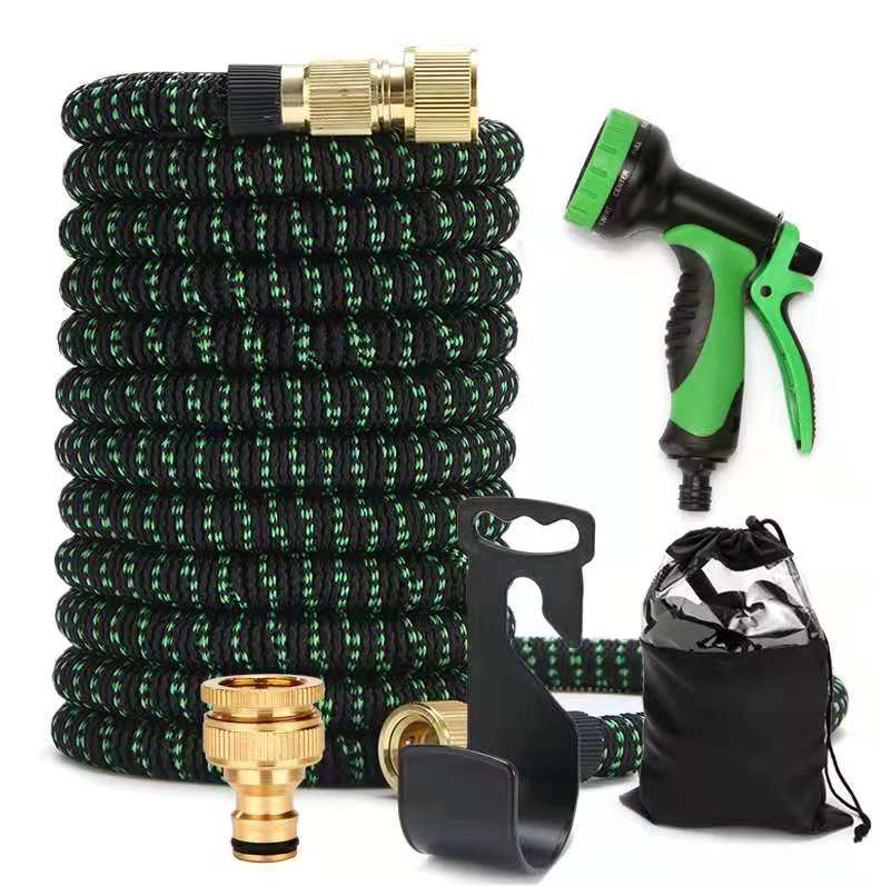 Expandable Water Hose durable 4-Layers Latex core and 3/4" solid brass Fittings 100 ft Garden Hose for Garden and car