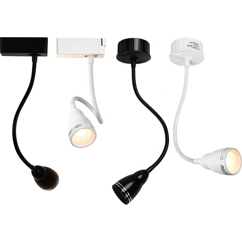 7W flexible arm black white COB spot LED track light for clothing shop