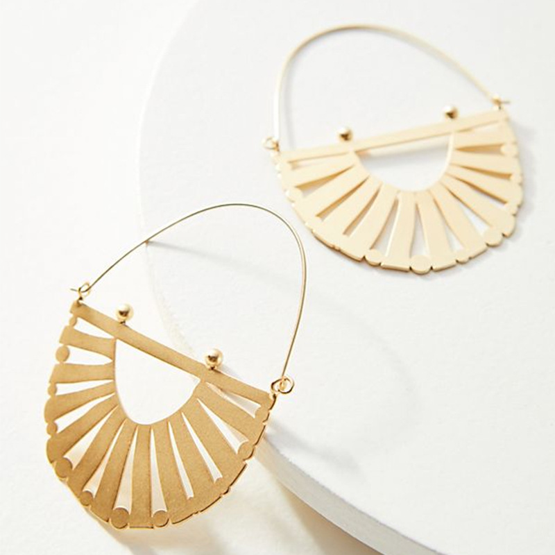 New Fashion Polished fan-shaped copper earrings handmade polished earrings Jewelry for women
