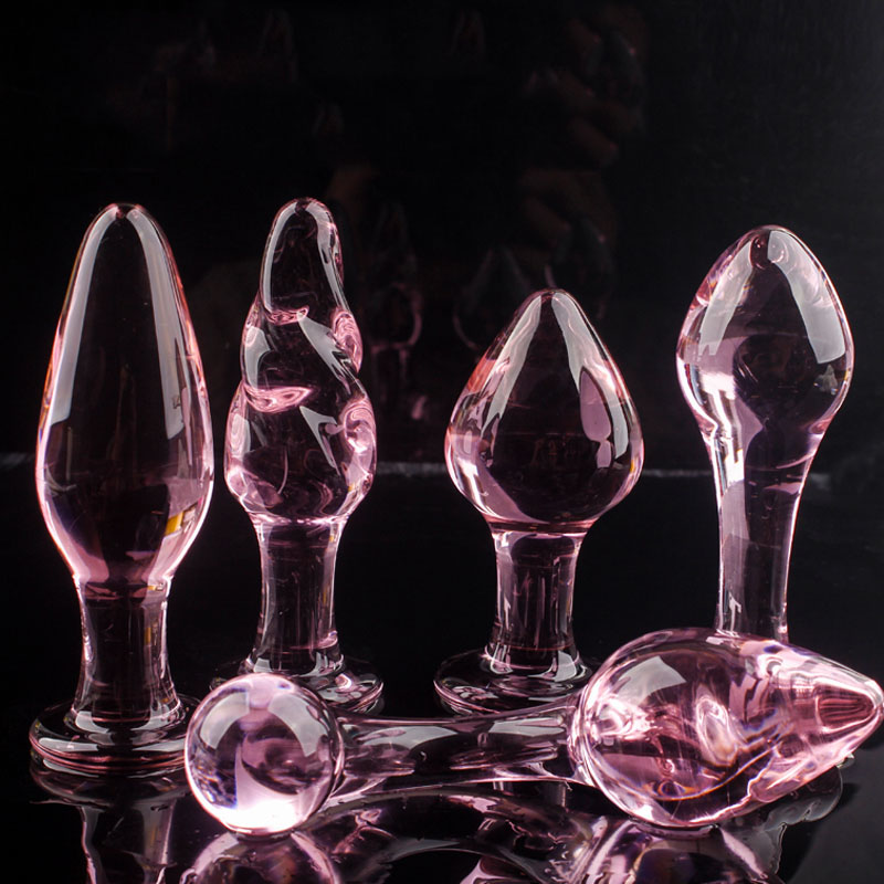 Homemade 7Pcs Anal Set Masturbator Pink Crystal Adult Sex Toys Glass Anal Plug For Woman And Men
