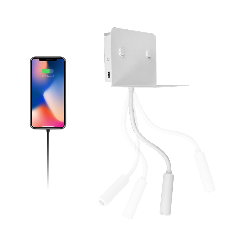 Modern Luxury Hotel Decor Indoor Living Room Wall Lamp Bedside Brackets LED Reading Light Rotating Wall Light With USB Interface