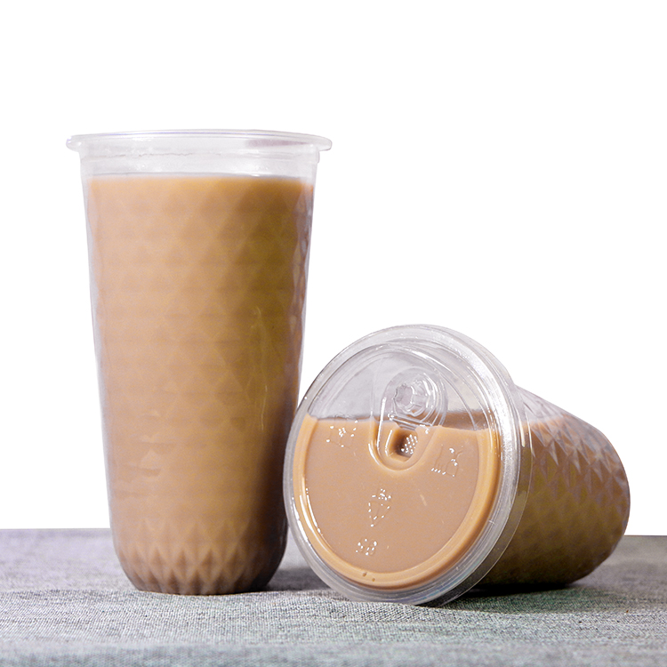 500ml U shape bubble tea cup custom logo milk tea disposable plastic cups with lids