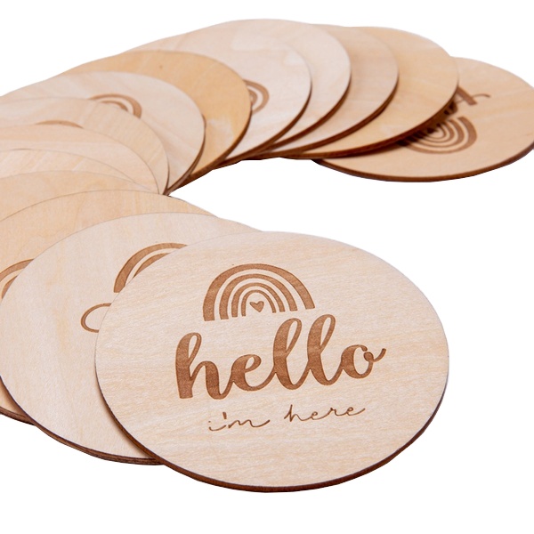 Personalized Baby Milestone Cards 14Pcs Round Baby Announcement Sign Wood Pregnancy Baby Shower Keepsake Gift