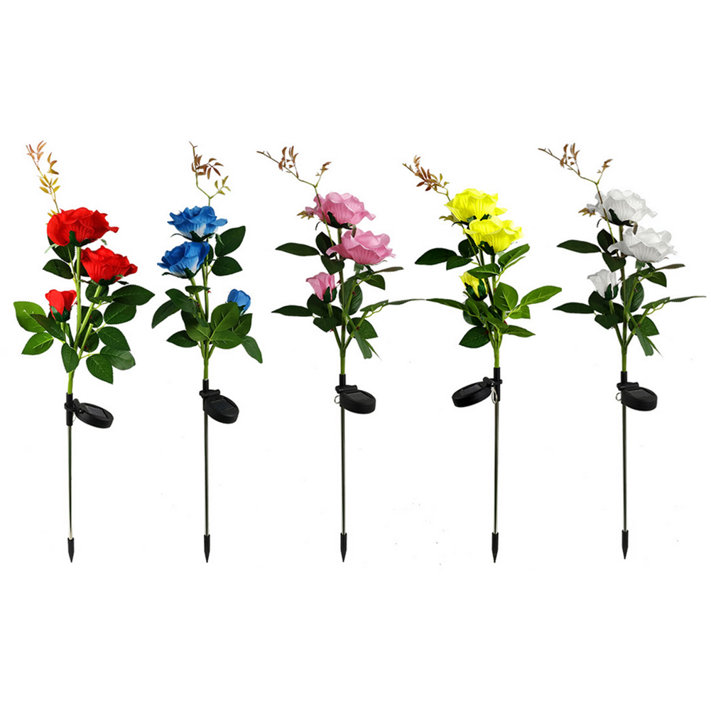 2 Pack Solar Garden Lights Rose Outdoor Solar Flower Lights LED IP65 for Lawn Garden Yard Party Proposal Valentine's Day