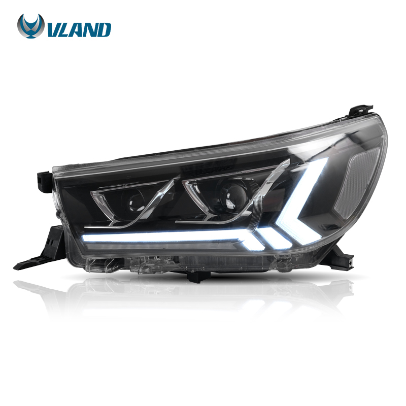 Автомобильная фара в сборе Vland для HILUX/REVO/ROCCO/VIGO 2015-2019 с полным светодиодным и поворотным сигналом + DRL + Plug And Play