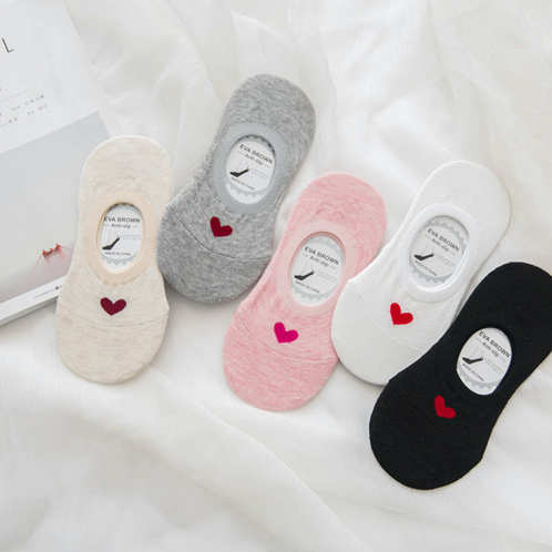 women summer love cotton boat socks