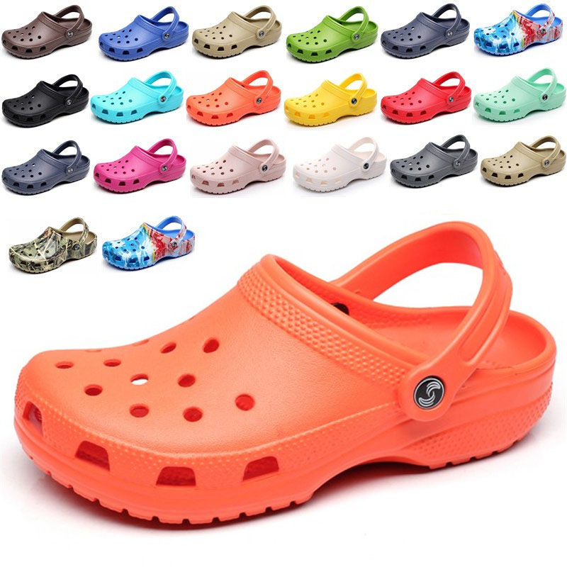 Mens Logo Bandana Clogs Real Croc Shoes Custom Design Eva Croc China Soft Pvc Sandalias Slip On Clogs Orange Black Marble Croc