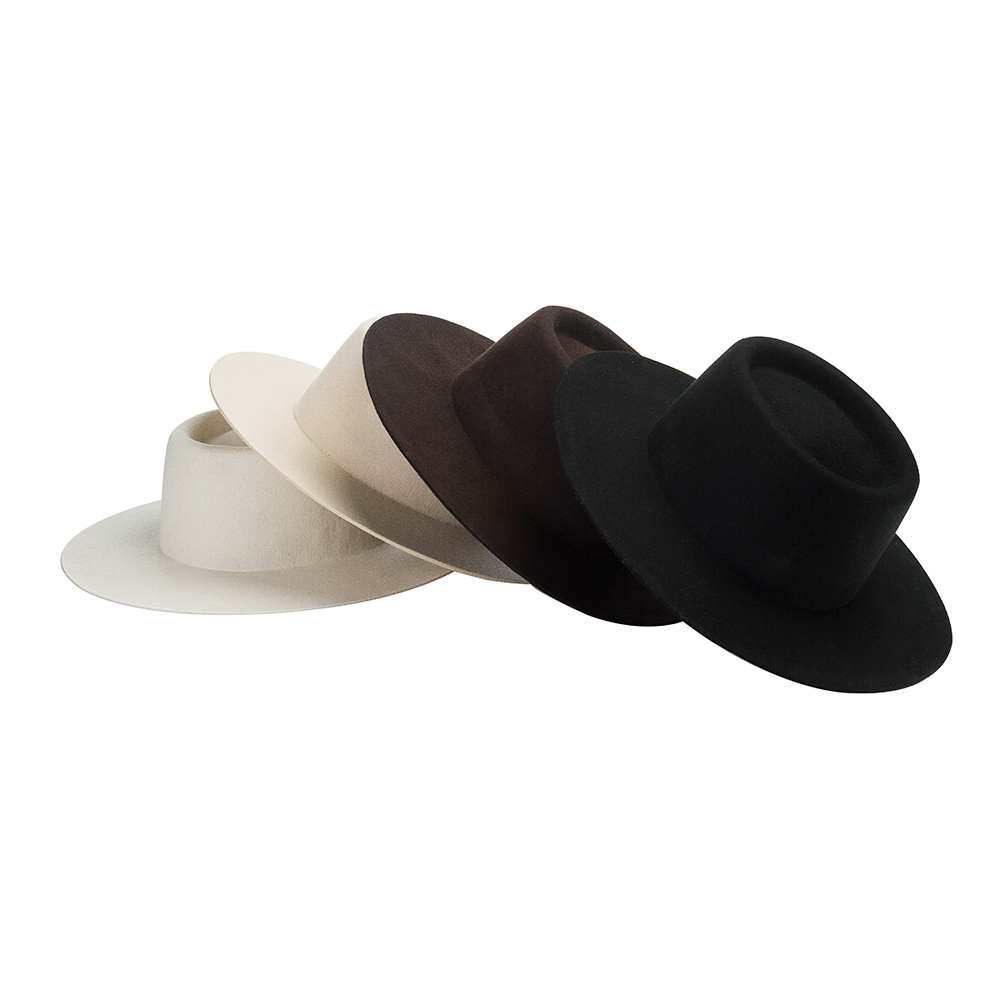 2045A Chapeau Feutre Mujer Winter 56cm Brim 7.5cm Fedora Hat Heavy Wool Costumbre Ring Top Sombrero De Fieltro