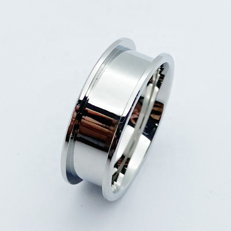 4mm Channel Setting Rings 8mm Wide Minimalist 316L Stainless Steel Ring Blanks for Inlay