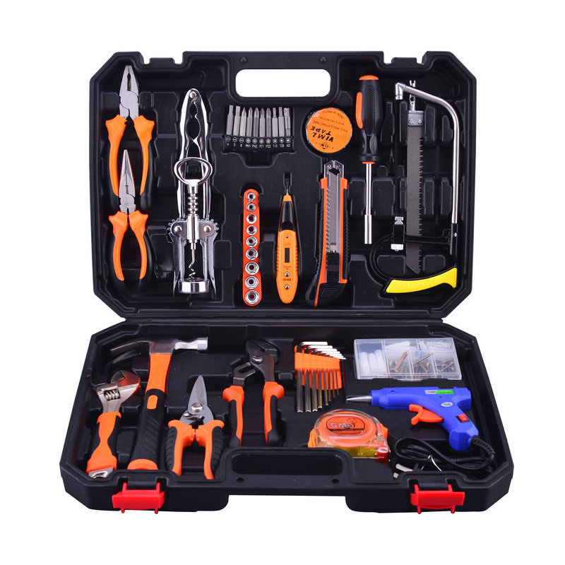 high quality 98pcs Hardware Tool Set Hot Selling Combination Tools Set with plier adjustable wrench Hot Glue Gun tool sets