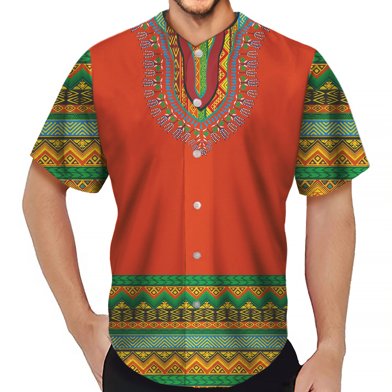 Customized Pattern Factory Direct Sales Short Sleeve T-Shirt African Style Uniform Baseball Jersey