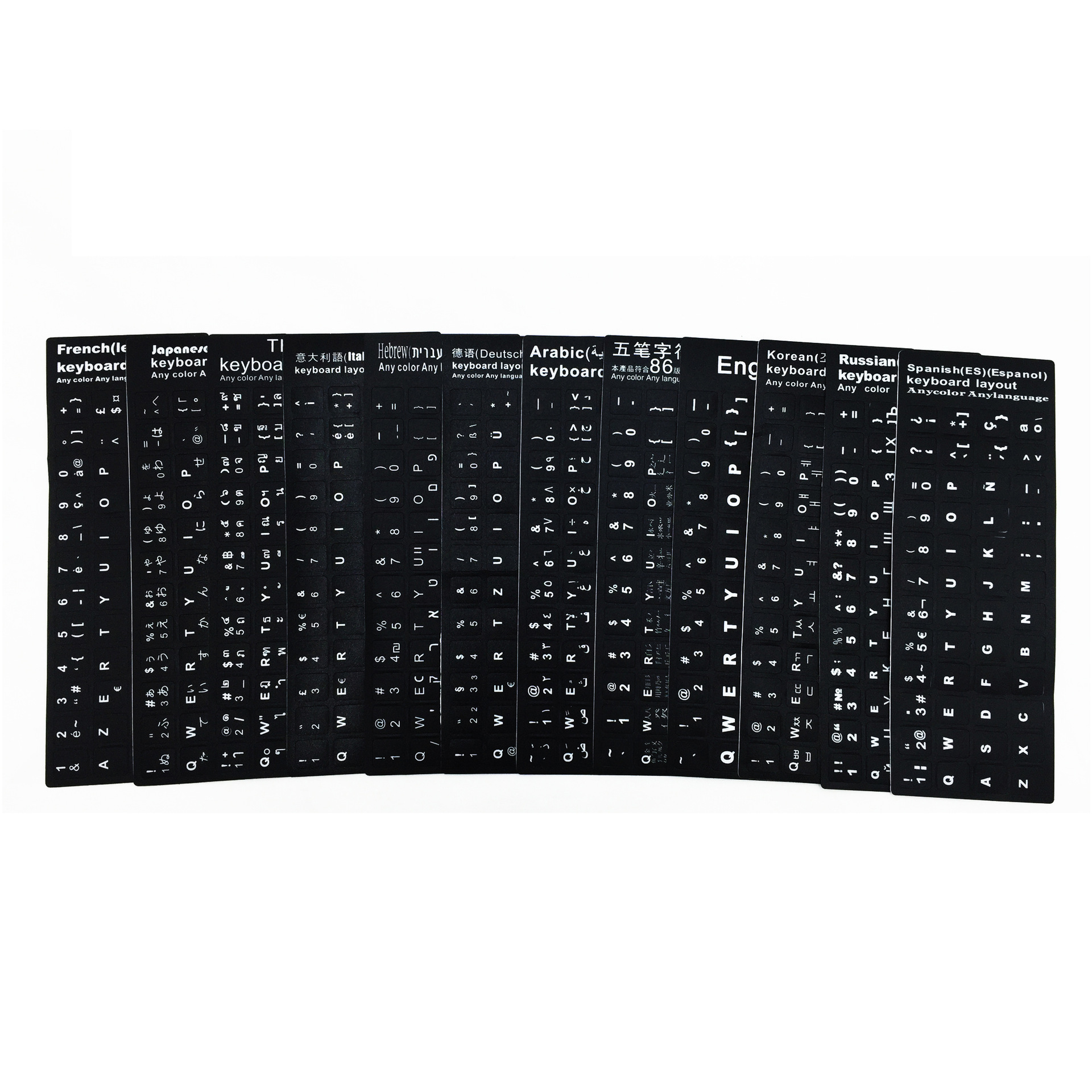 PVC Laptop Desktop Keyboard sticker For Spain/English/Russian/French with 10 to 17inch PC Laptop